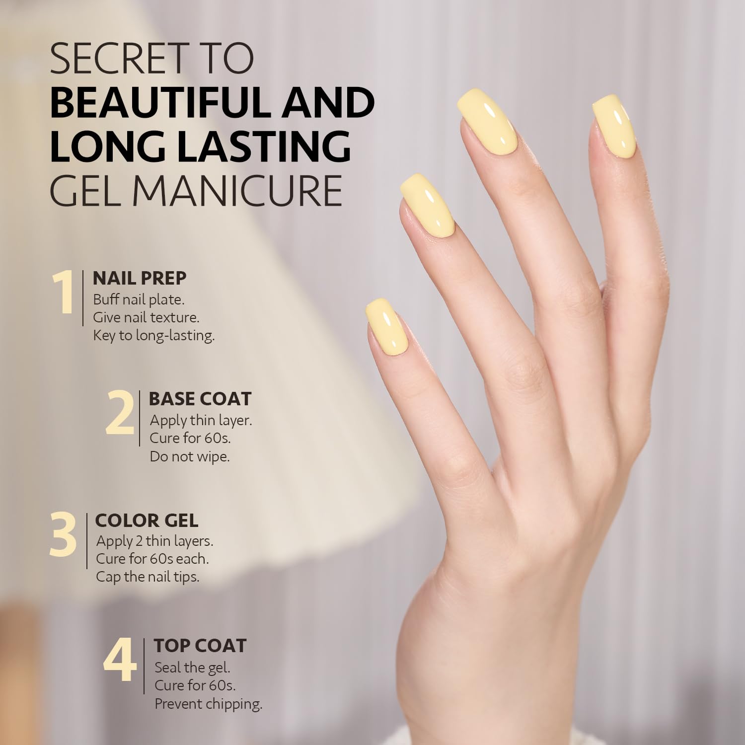 GAOY Pastel Yellow 16ml bottle ready for multiple manicures.
