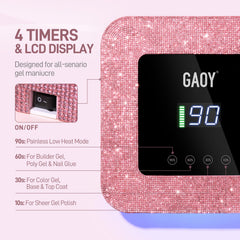 GAOY UV LED lamp with 39 LEDs enables rapid gel curing across nails.