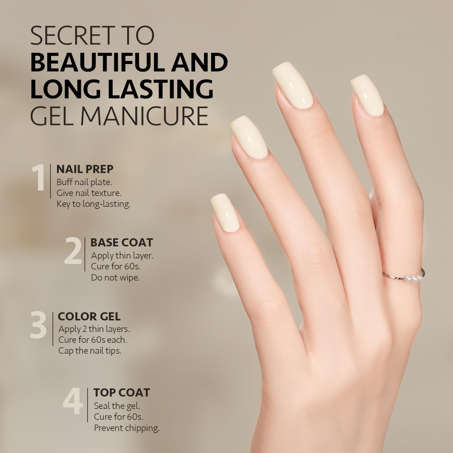 GAOY White Gel Nail Polish led-cure-60s enables quick at-home curing.
