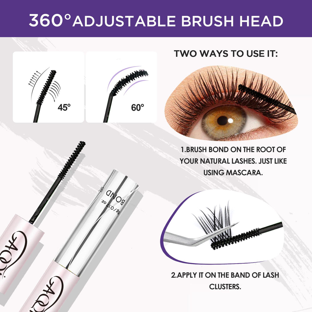 GAQQI application close-up showing glue placement at the lash base for secure long wear
