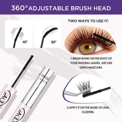 GAQQI application close-up showing glue placement at the lash base for secure long wear