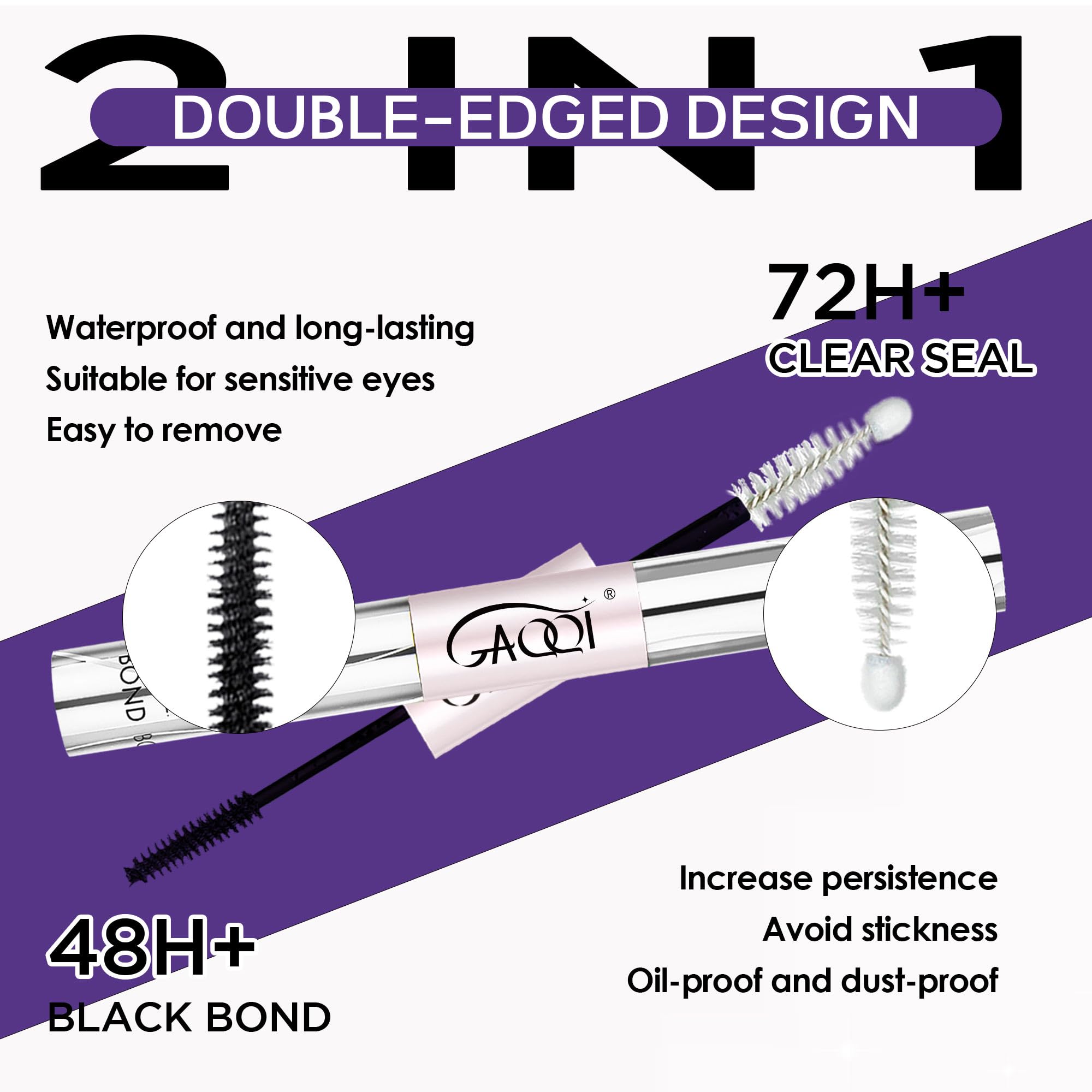 GAQQI close-up of the double-ended brush applicators for precise bond and seal application
