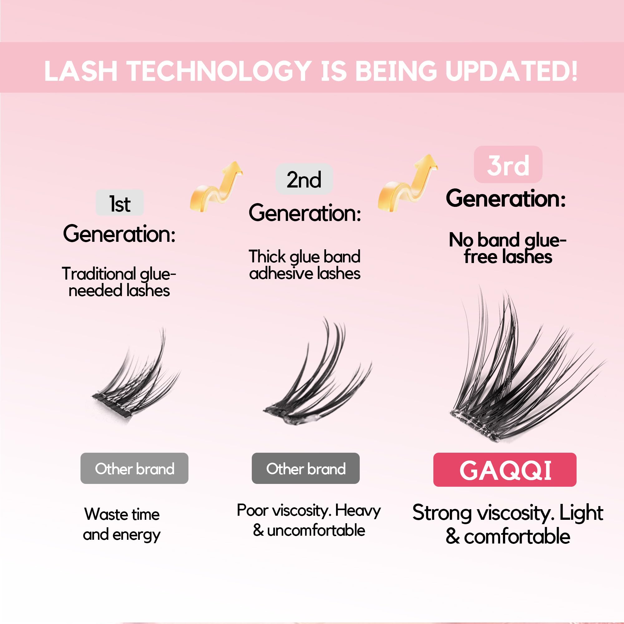 GAQQI soft invisible-band lashes for comfortable all-day wear