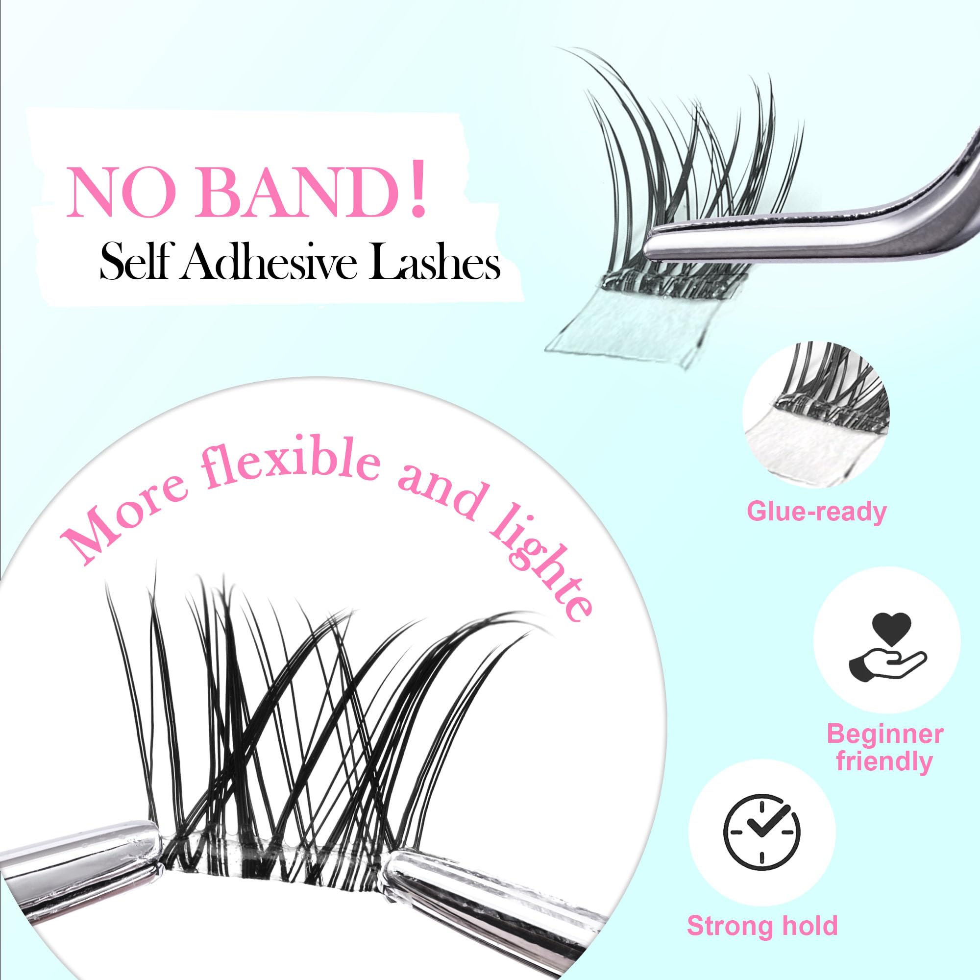 GAQQI self-adhesive lash clusters natural-style close-up for subtle day-to-day enhancement
