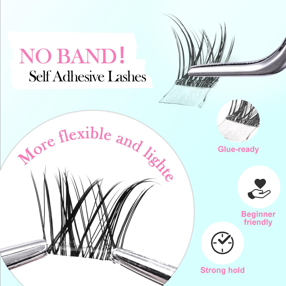 GAQQI self-adhesive lash clusters natural-style close-up for subtle day-to-day enhancement