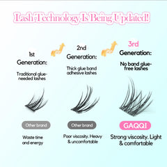 GAQQI wet-look lash clusters close-up for a glossy, movie-star finish