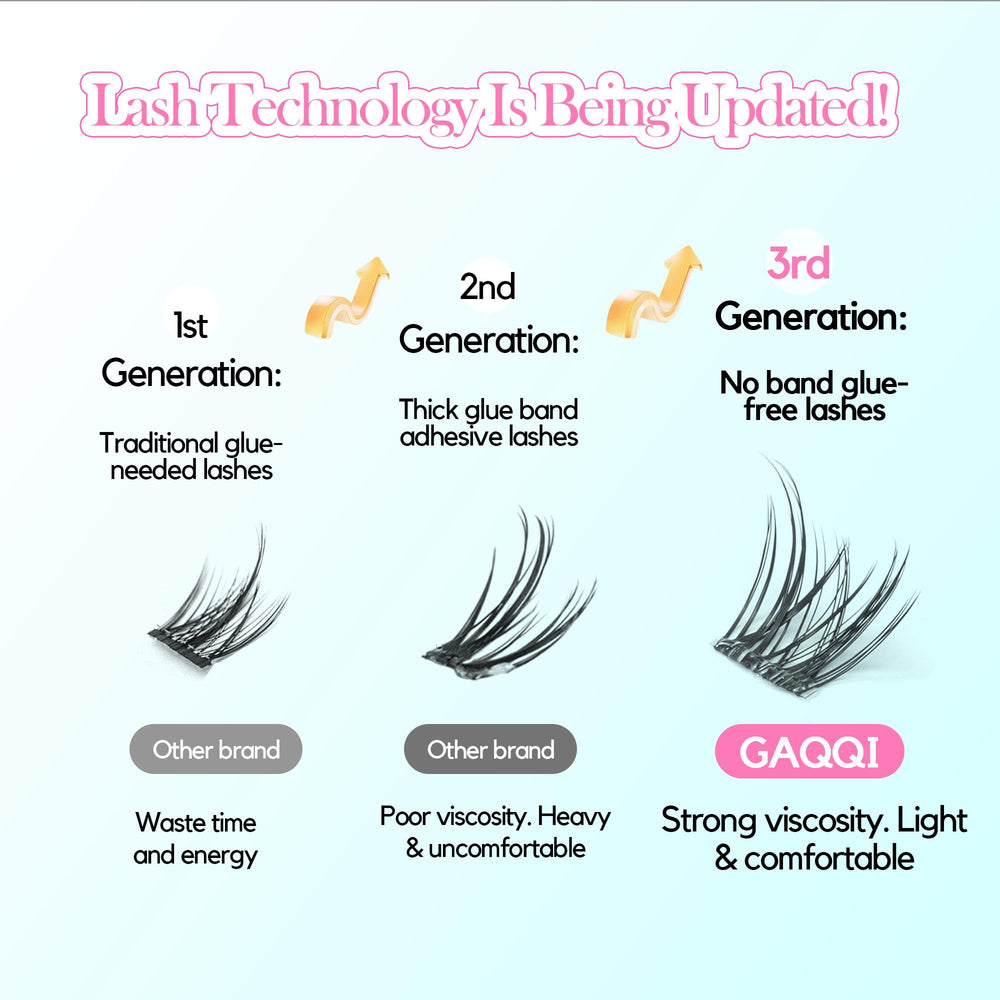 GAQQI self-adhesive lash clusters dense 10-16mm for dramatic evenings