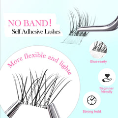GAQQI self-adhesive lash clusters natural 10-16mm for quick daily wear
