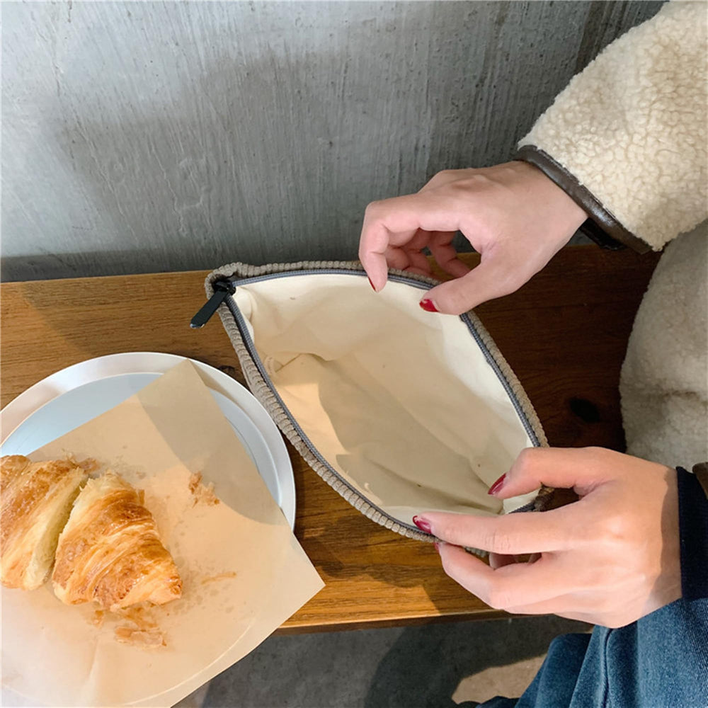 Gardsell corduroy cosmetic bag with makeup brushes inside keeps items neat and accessible.