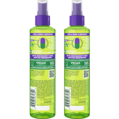 Garnier Fructis Curl Refresher bottle back view highlights vegan formula