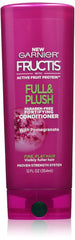 Garnier Fructis Full and Plush conditioner bottle pump for easy application and fuller-looking hair