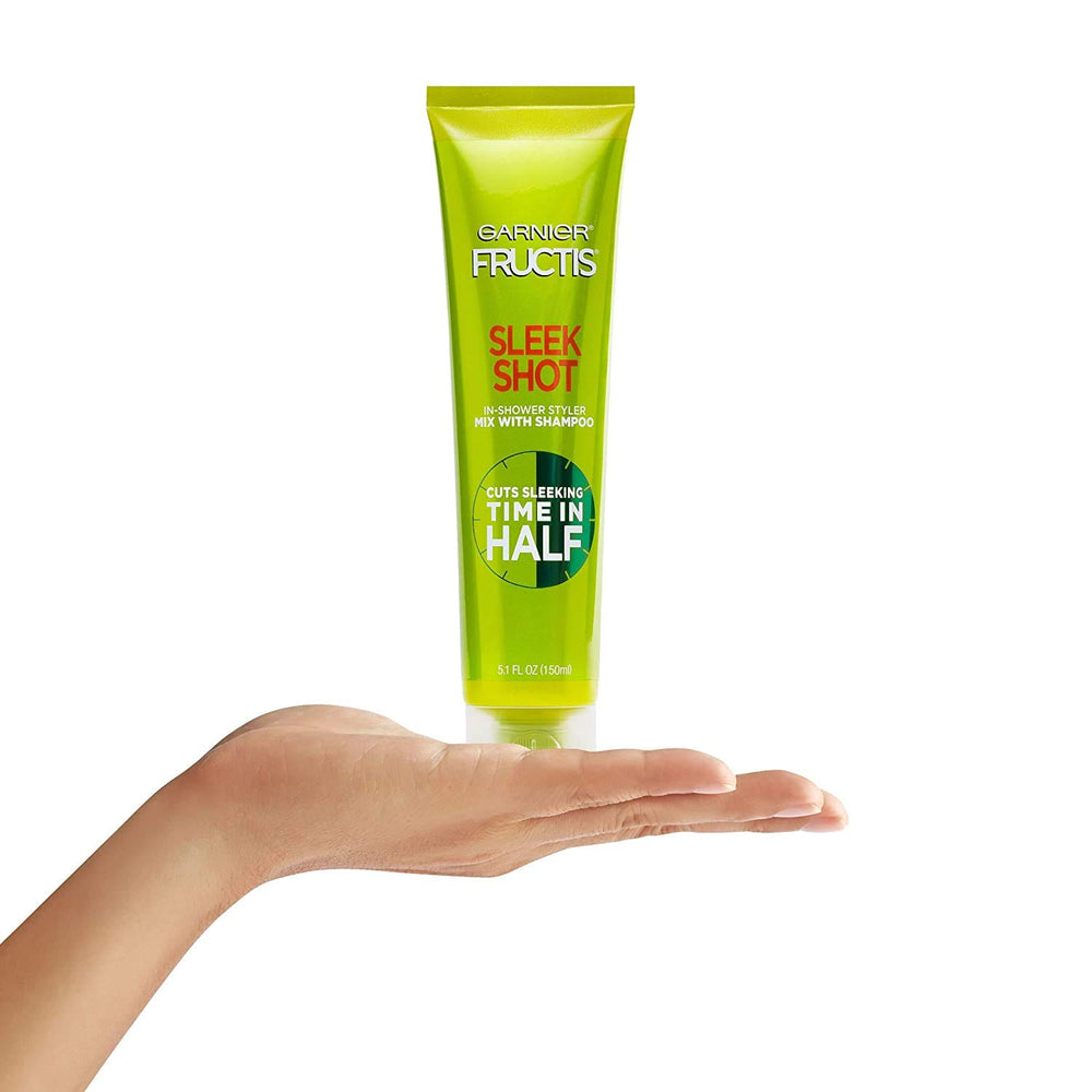 Garnier Fructis Sleek Shot-in-shower-styler packaged set on shelf