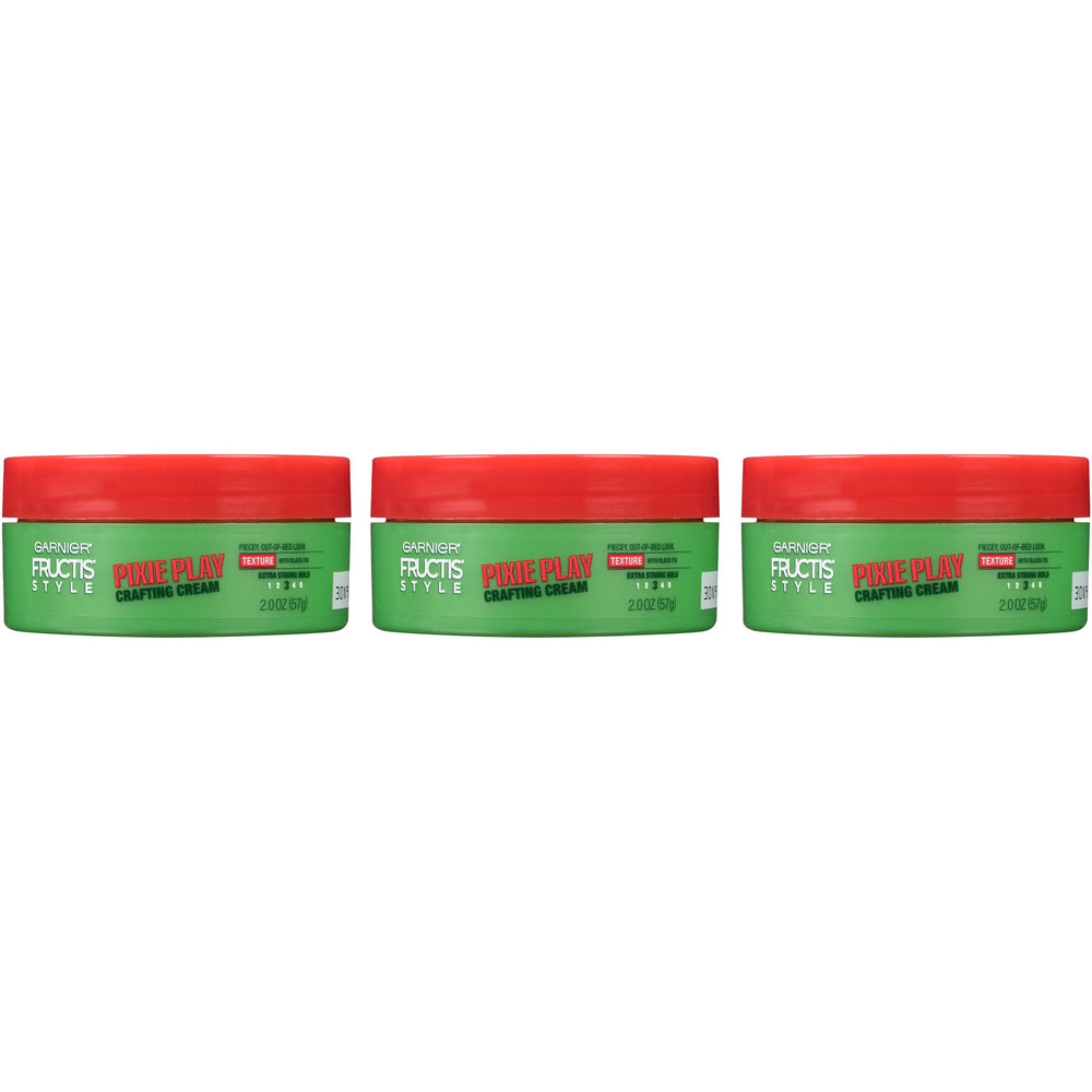 Garnier Fructis Pixie Play Crafting Cream packaging highlights portable texture tool.
