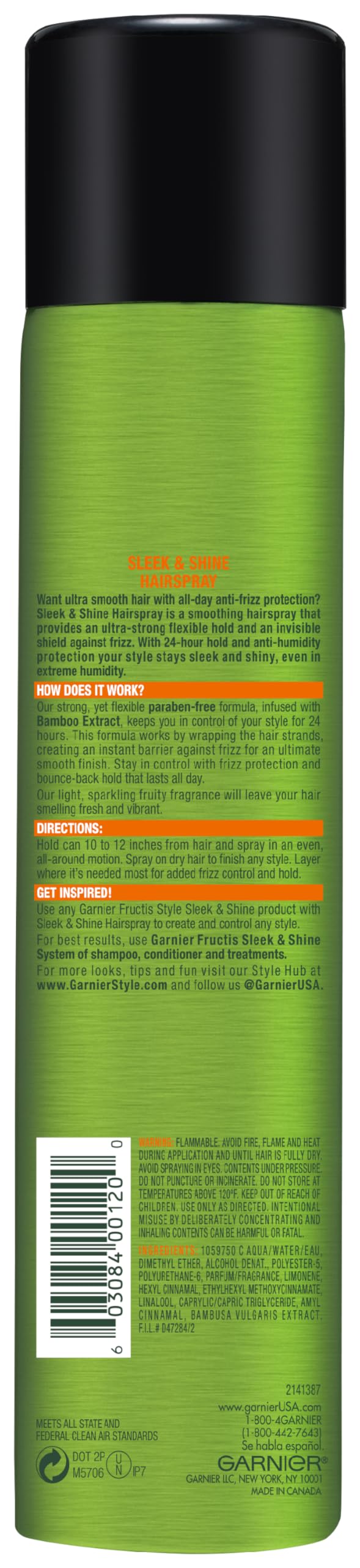 Garnier Fructis Style Sleek Shine 24 hour hold symbol signals long-lasting control