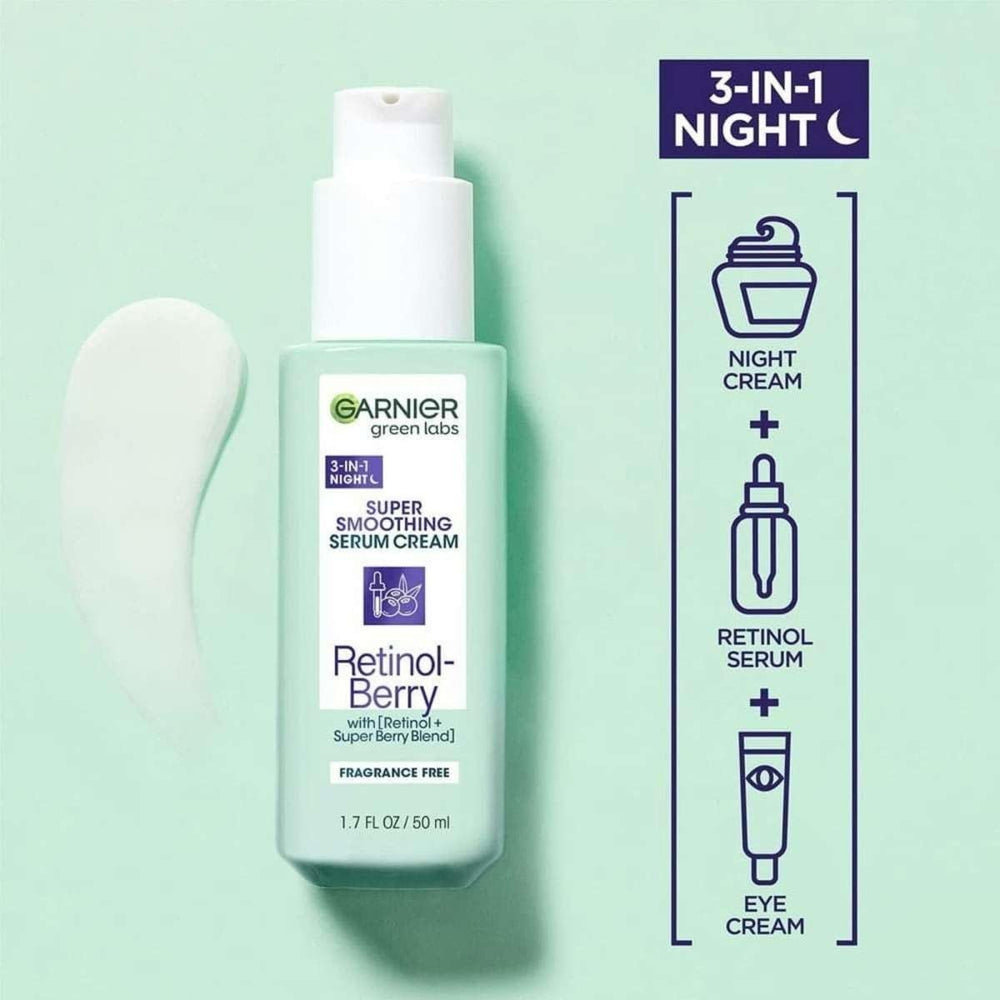 Garnier Green Labs night-application scene delivering smooth, hydrated skin