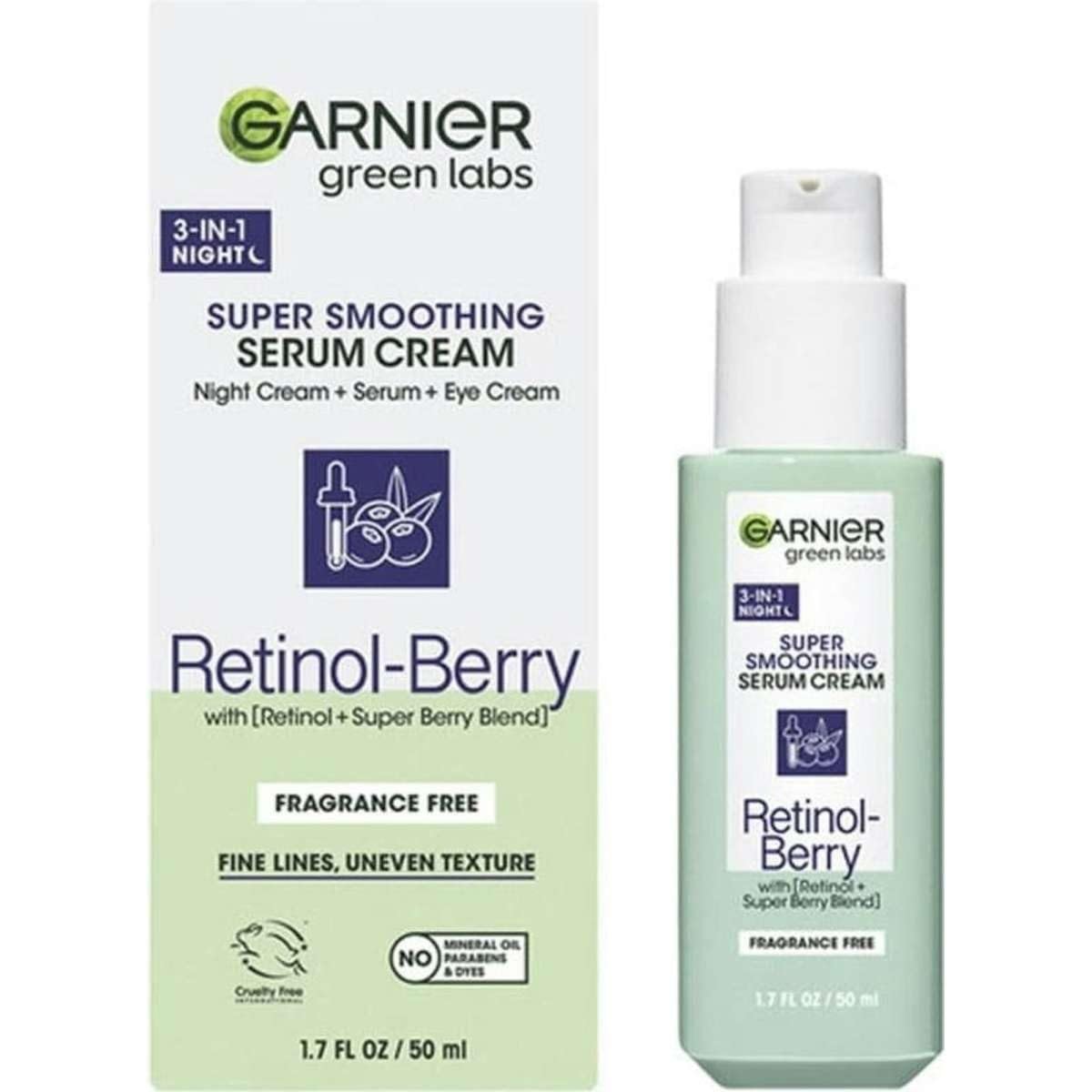 Garnier Green Labs retinol-berry serum bottle for all-in-one night care