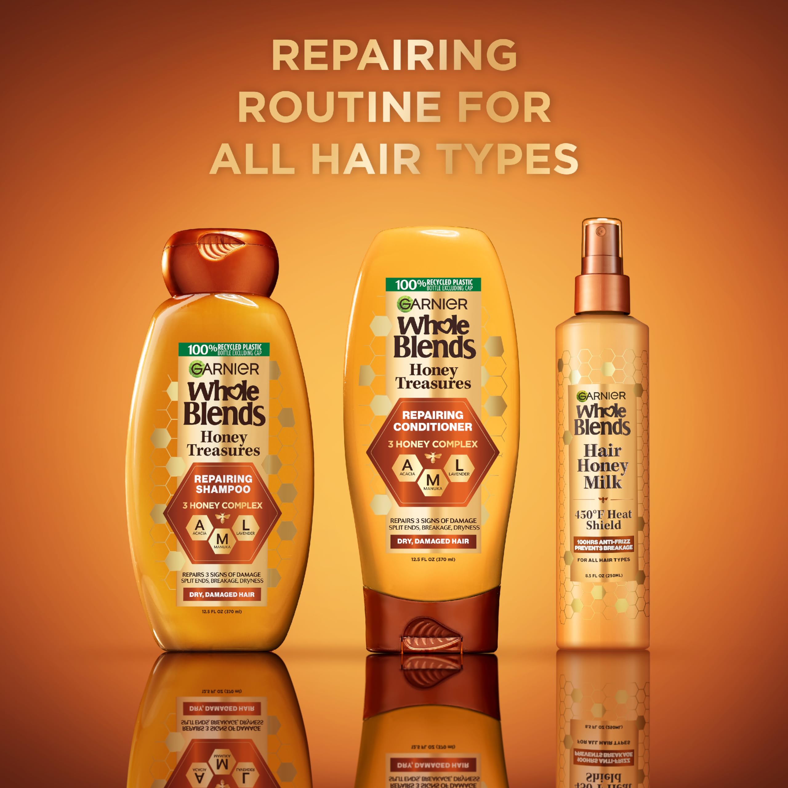 Garnier recycled-plastic bottle emphasizes sustainable packaging.