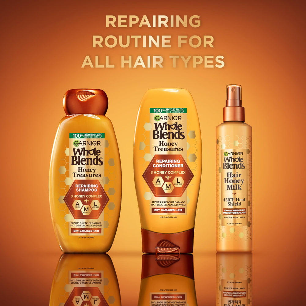 Garnier recycled-plastic bottle emphasizes sustainable packaging.