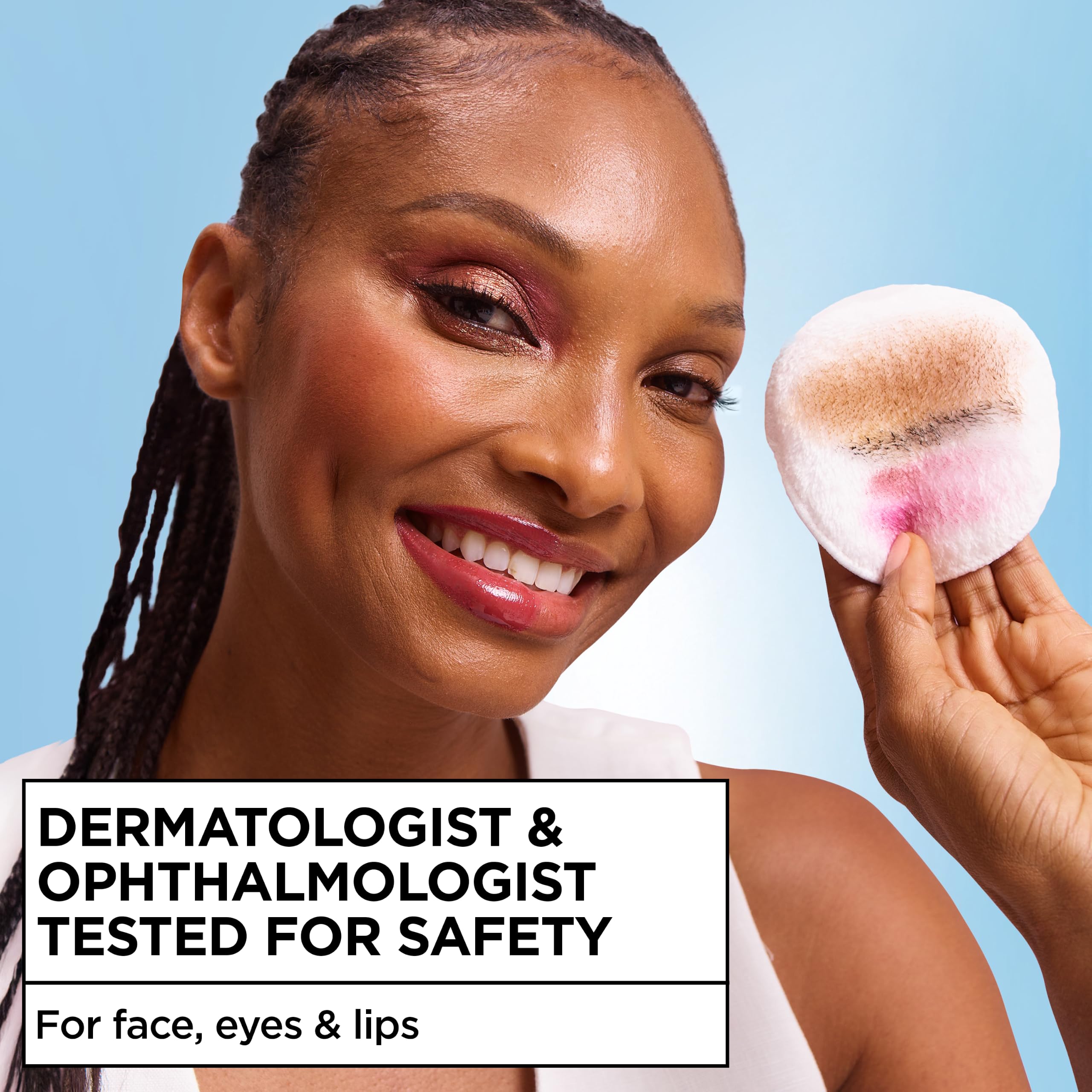 Garnier pouring micellar water onto a cotton pad for quick application