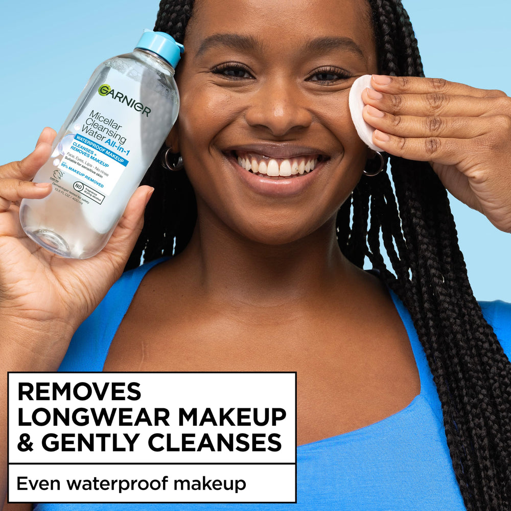 Garnier two‑phase micellar texture closeup demonstrating efficient removal