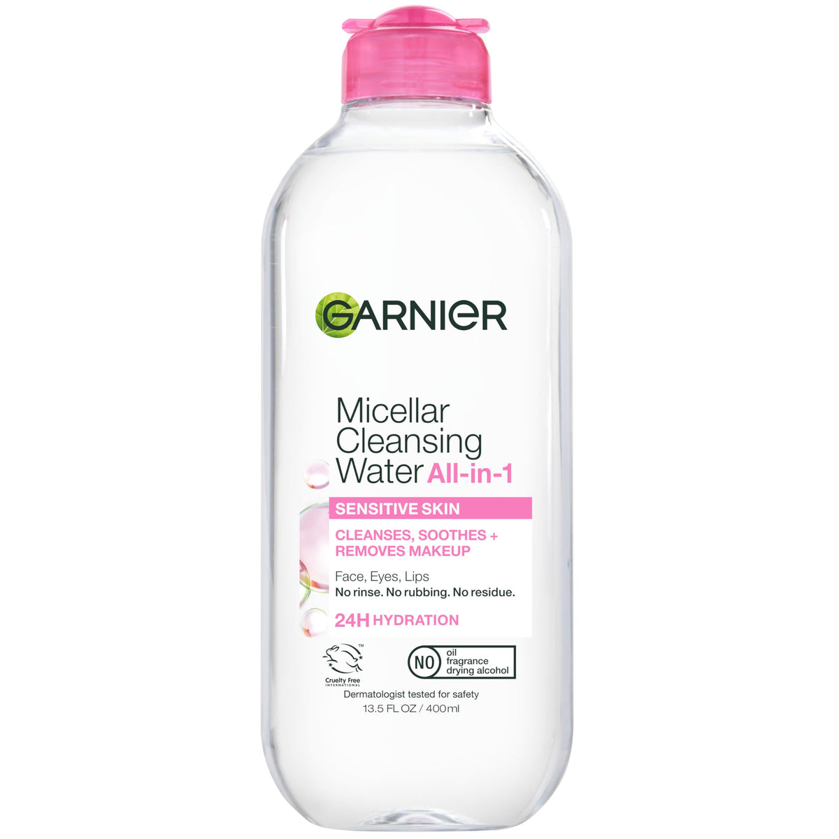 Garnier bottle front packaging showing label and size benefits