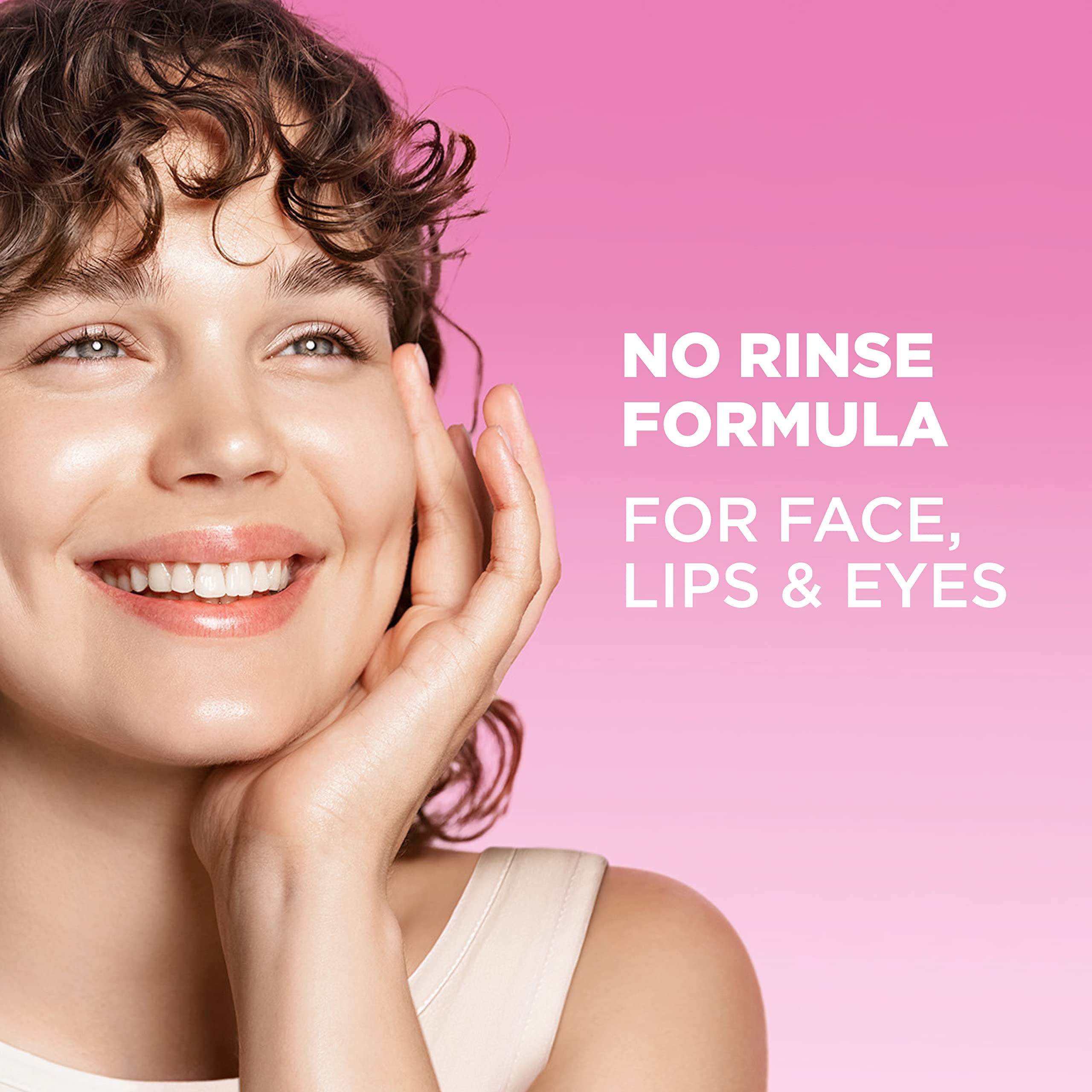Garnier Micellar Water Rose face cleanser application illustrates no-rinse cleansing.