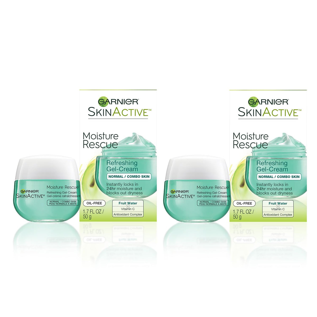 Garnier Moisture Rescue refreshing gel-cream jar offers oil-free hydration for normal/combination skin
