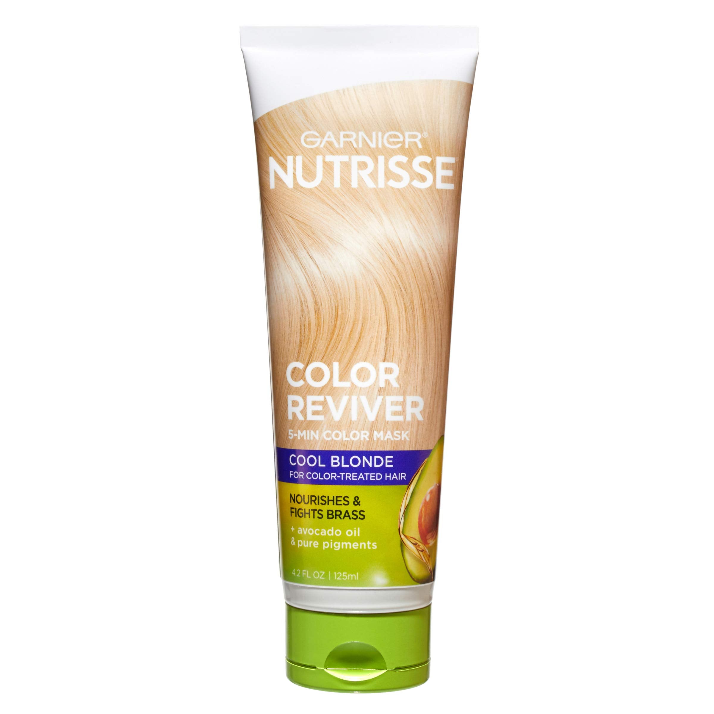 Garnier Nutrisse 5 Minute Nourishing Color Mask pours from the tube for quick color refresh.