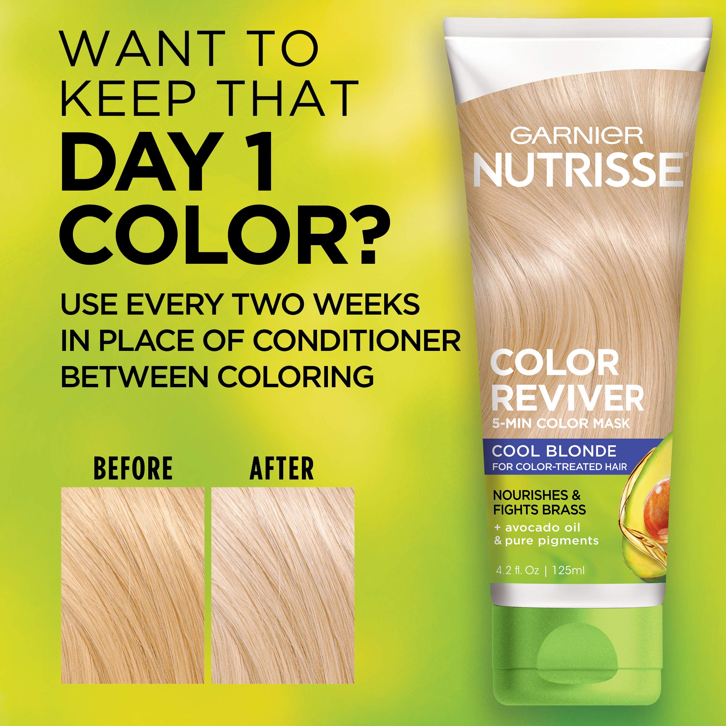 Garnier Nutrisse color reviver leaves hair softer and shinier after use.
