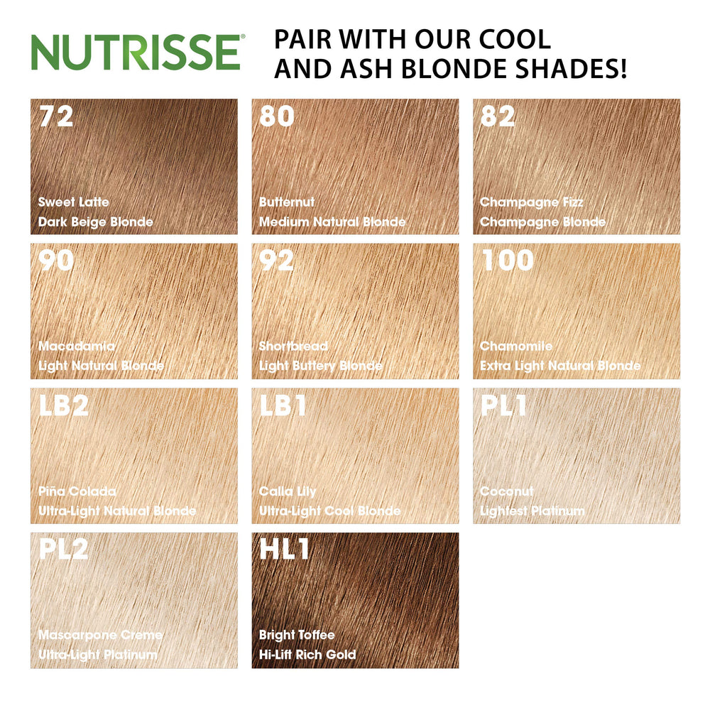 Garnier Nutrisse cool blonde shade result adds cool-toned glow and dimension.