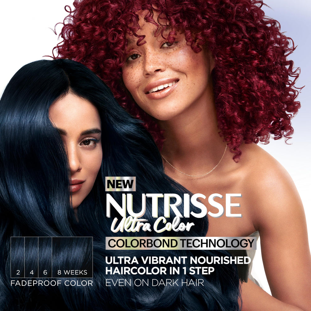 Garnier Nutrisse grapeseed oil ampoule in mix emphasizes added moisture.