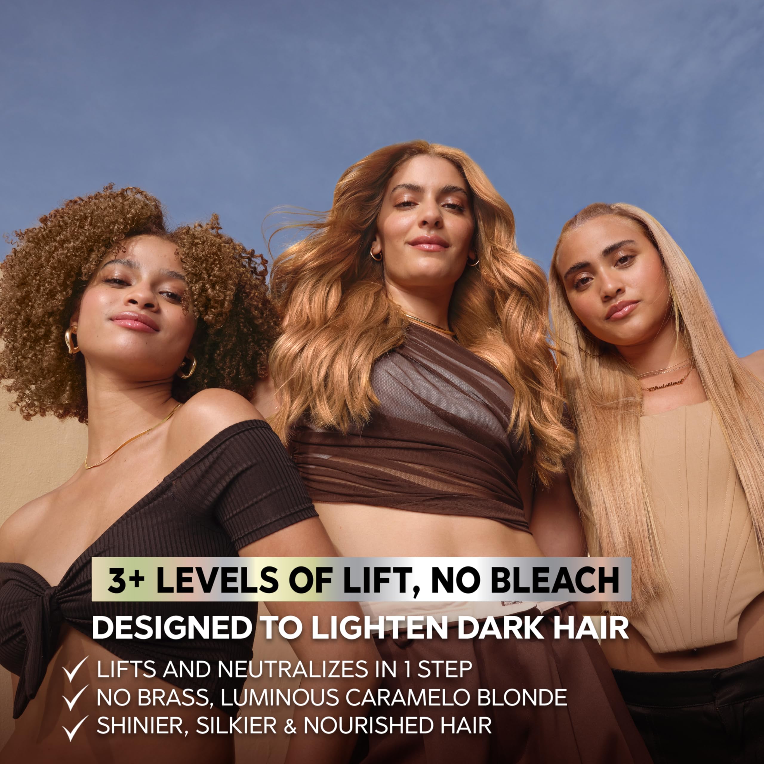 Garnier Nutrisse no-bleach lightening feature for lighter base results.