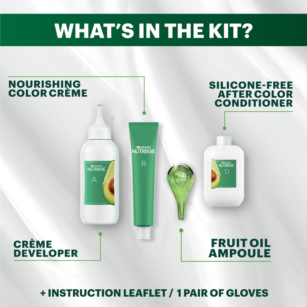 Garnier Nutrisse root-to-tip shine after coloring close-up.