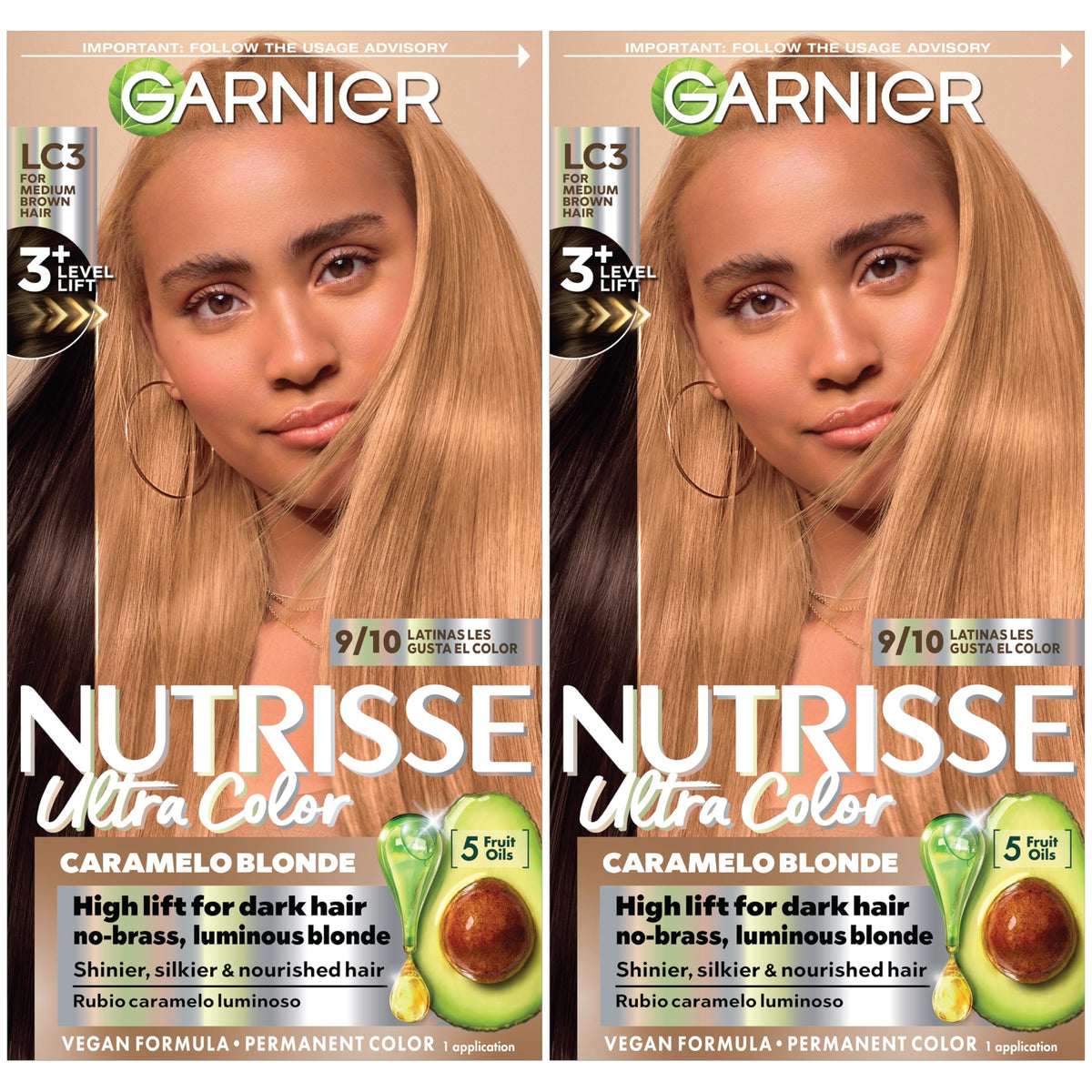 Garnier Nutrisse LC3 Tres Leches pack ready for bold color at home.