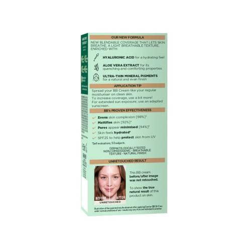 Garnier Skin Naturals aloe extract close-up signals refreshing, soothing feel.