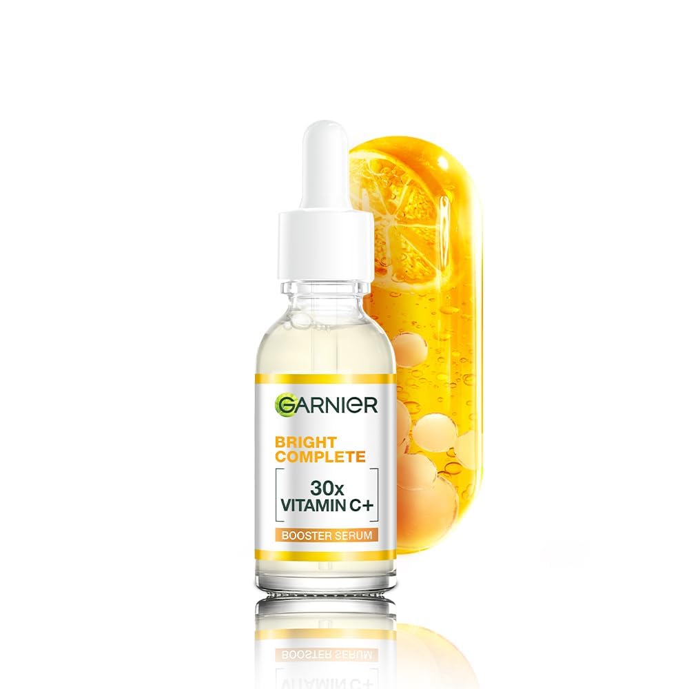 Garnier Skin Naturals Glow Serum bottle demonstrates lightweight daily hydration.