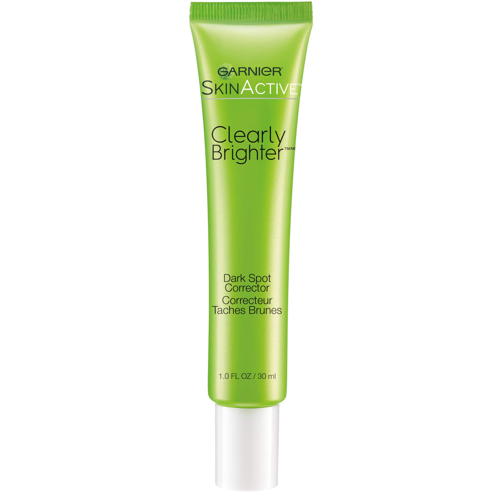 Garnier SkinActive Clearly Brighter bottle shows vitamin C for brighter skin.