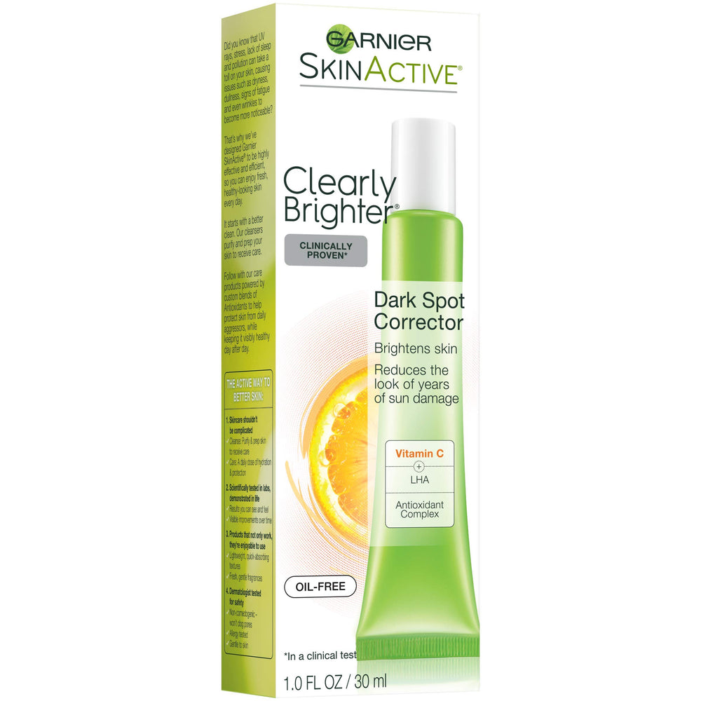 Garnier SkinActive Clearly Brighter packaging showcases compact design and clean branding.