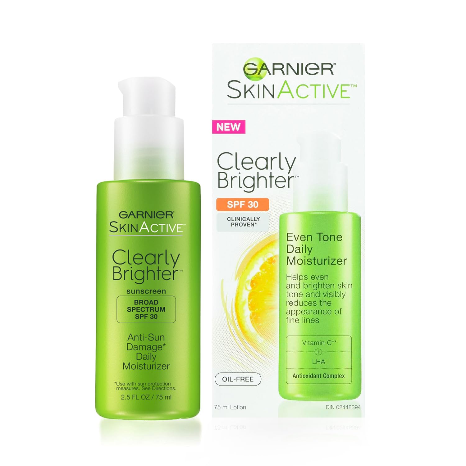 Garnier SkinActive Clearly Brighter SPF 30 bottle for daily sun protection