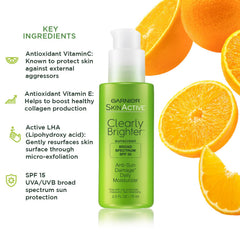 Garnier SkinActive Clearly Brighter SPF 30 cream close-up showing fast-absorbing texture