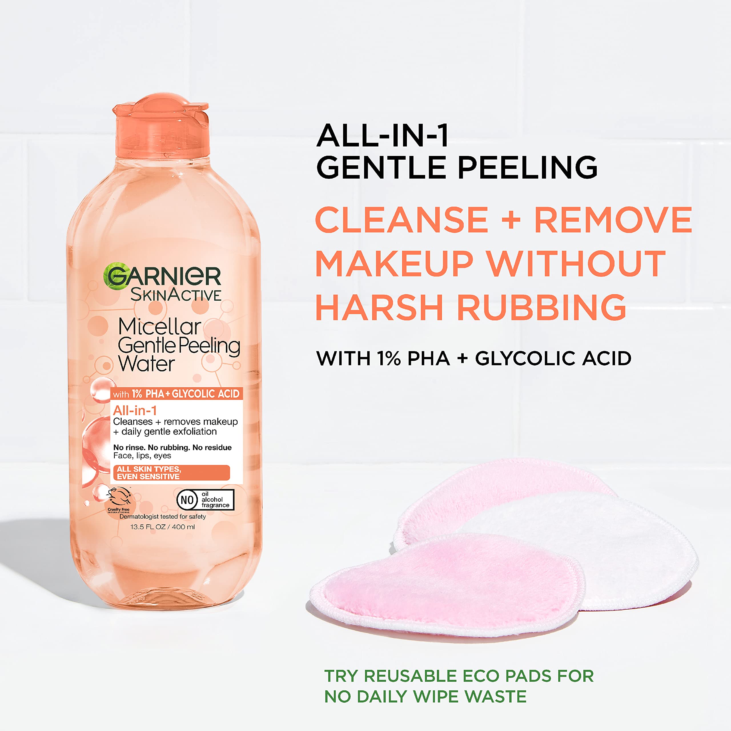Garnier SkinActive label highlights 1% PHA and glycolic acid benefits
