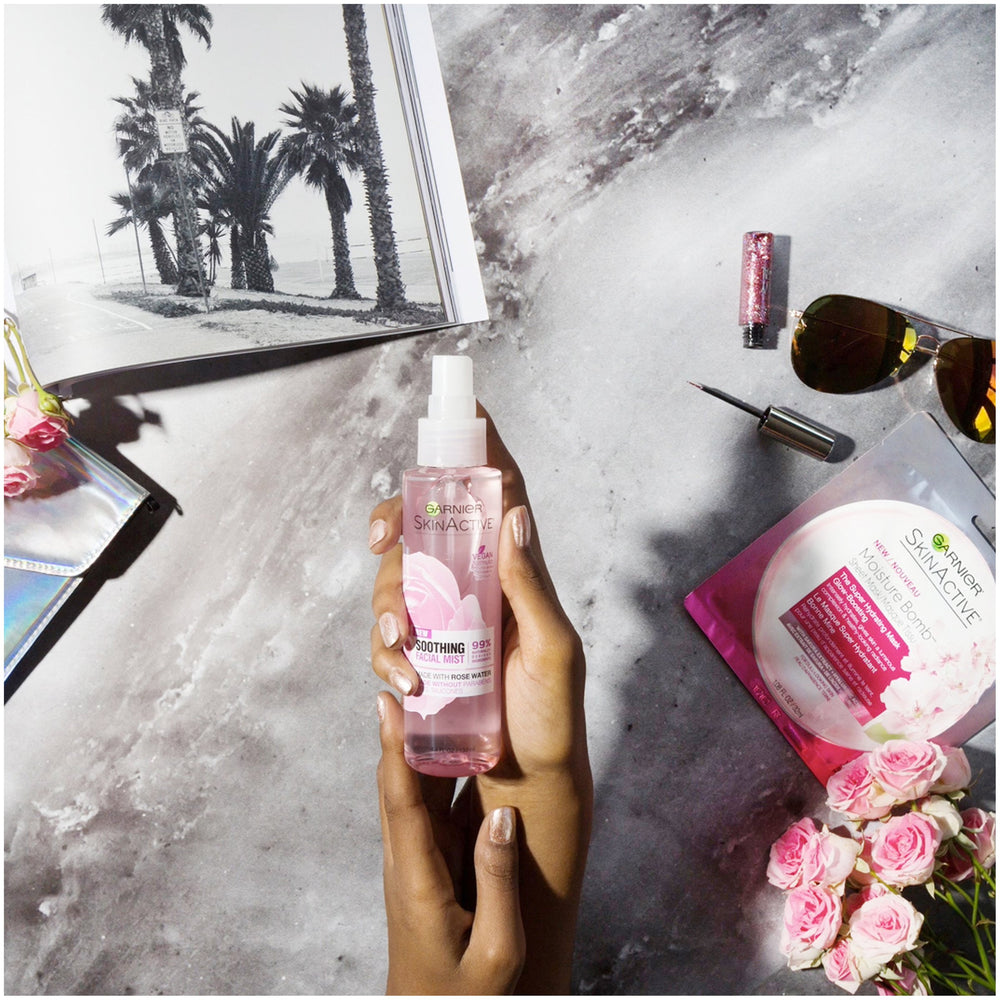 Garnier SkinActive rose water mist no rinse convenience.