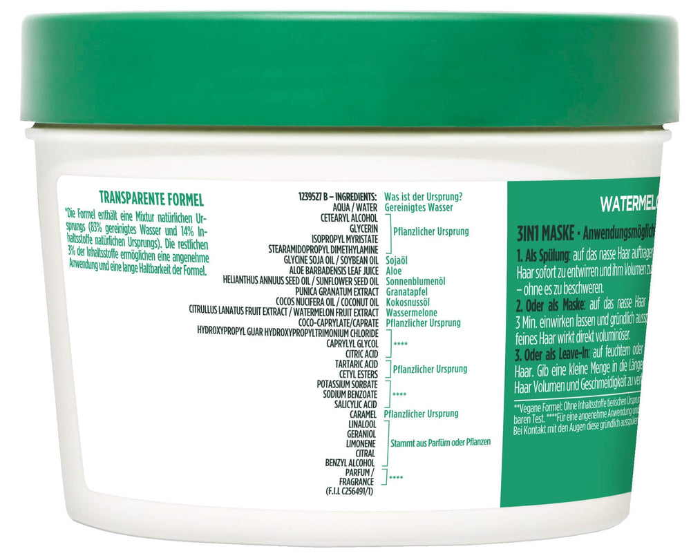 Garnier Watermelon Hairfood 3-in-1 mask application demo shows detangling benefits