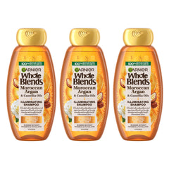 Garnier Whole Blends argan-camellia shampoo bottle shining with silky shine for dry hair