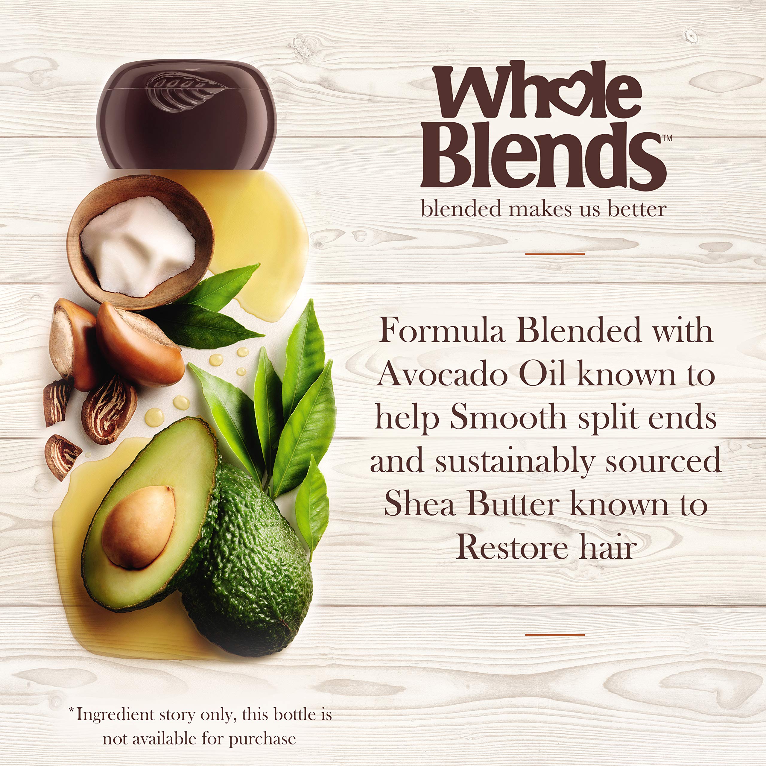 Garnier Whole Blends avocado-oil and shea butter ingredients close-up for nourishment.