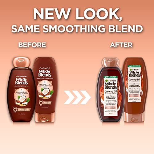 Garnier Whole Blends cocoa butter conditioner dispense demonstrates nourishment for softer hair
