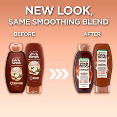 Garnier Whole Blends cocoa butter conditioner dispense demonstrates nourishment for softer hair