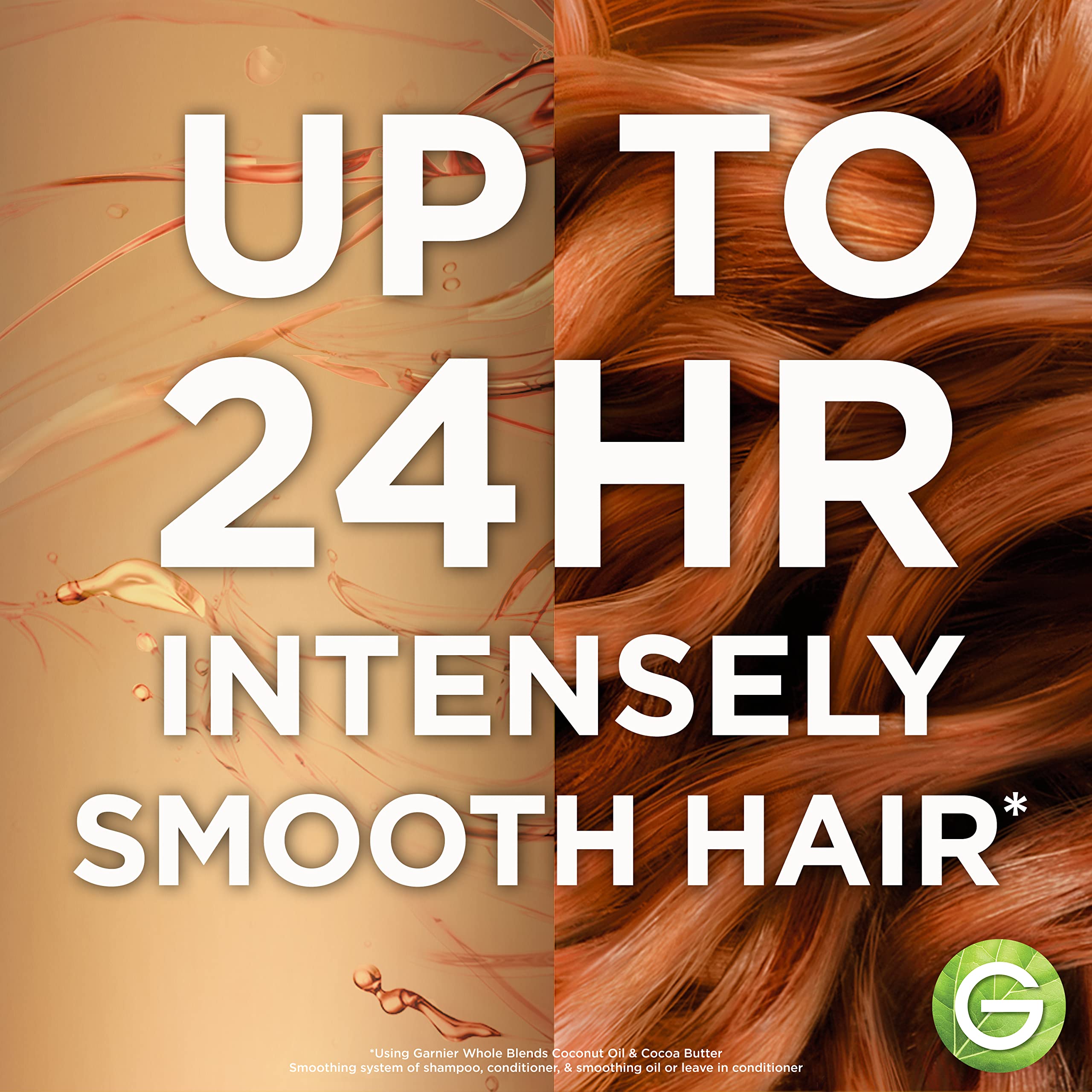Garnier Whole Blends cocoa butter conditioner bottle tip demonstrates nourished hair