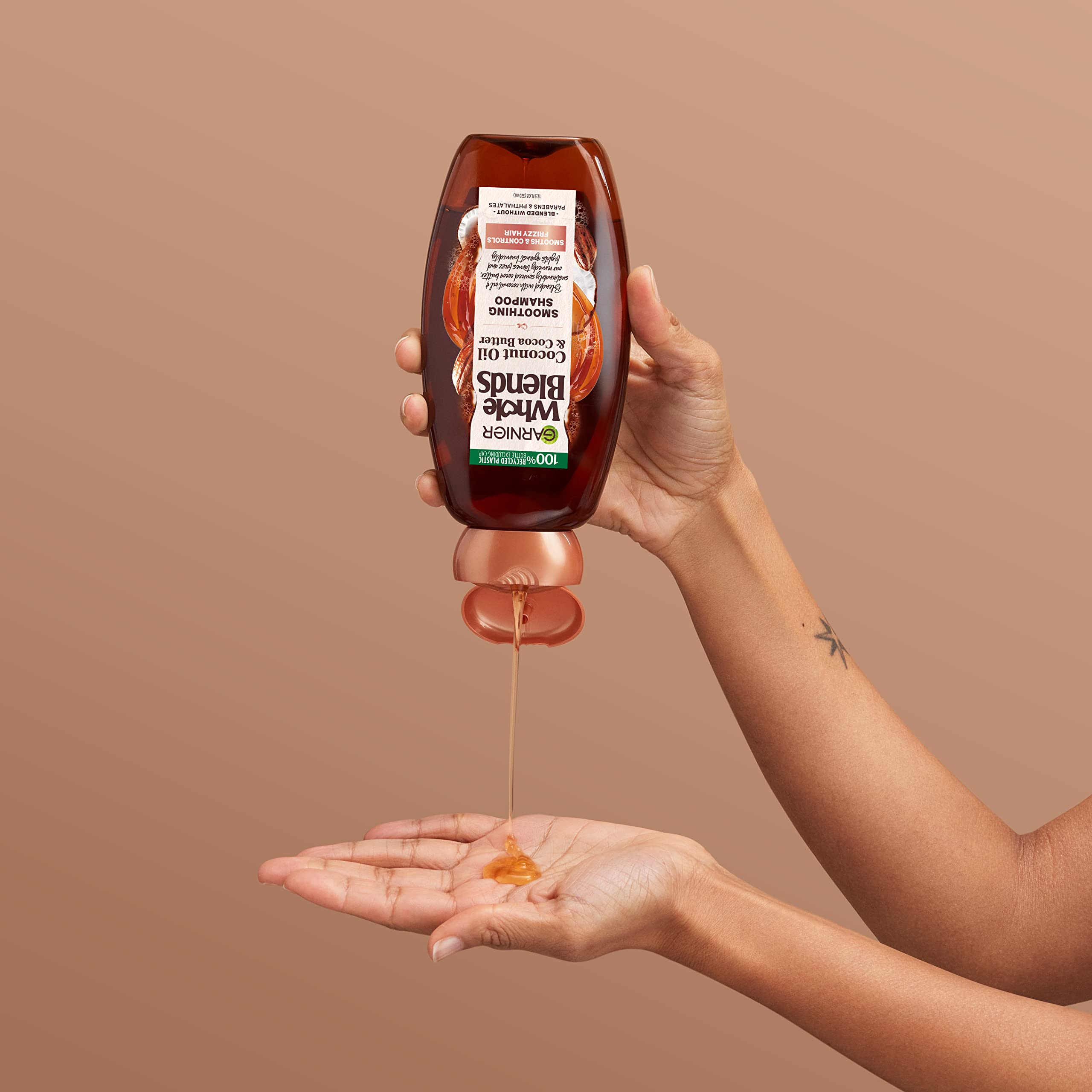 Garnier Whole Blends frizz-flyaway taming routine demonstration