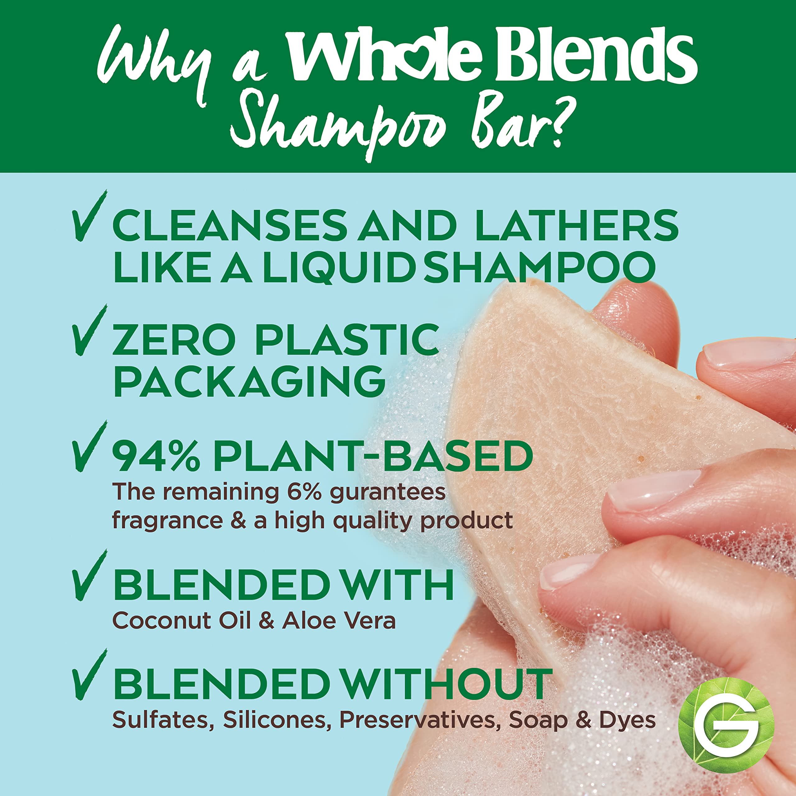 Garnier Whole Blends Hydrating Shampoo Bar lather demonstrates rich foam like liquid shampoo.